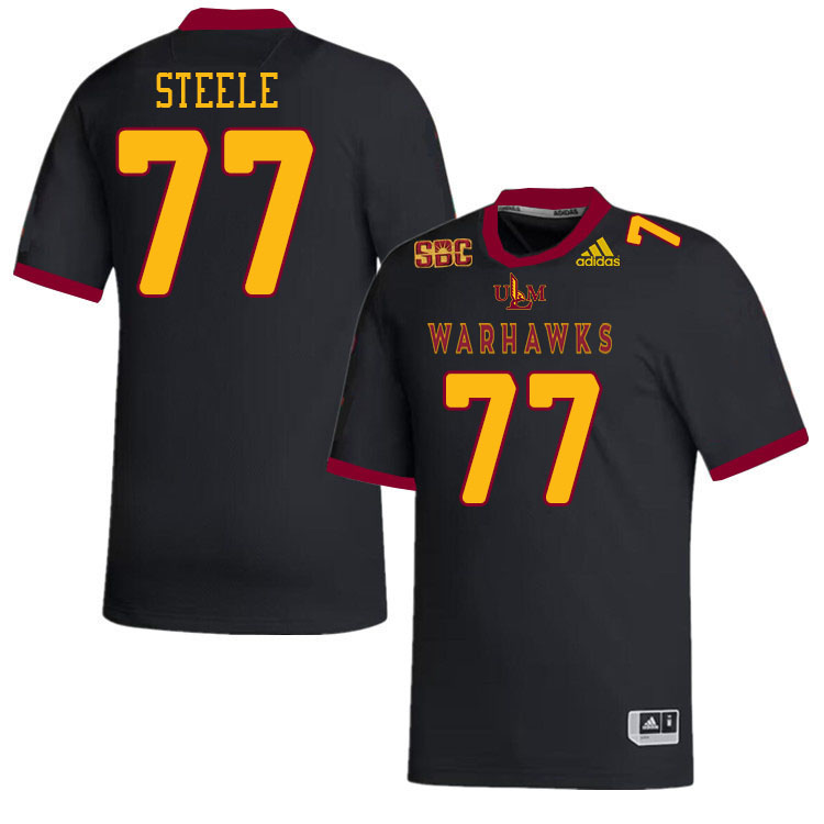 #77 Reese Steele Louisiana-Monroe Warhawks College Football Jerseys Stitched-Black